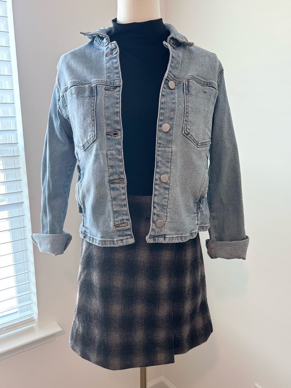 Madewell Plaid Wrap Mini Skirt in Black and Brown